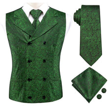 Load image into Gallery viewer, Silk Paisley Vests with Matching Tie, Hanky and Cufflings
