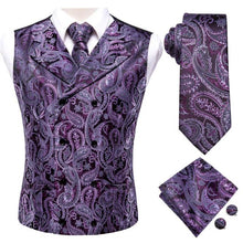 Load image into Gallery viewer, Silk Paisley Vests with Matching Tie, Hanky and Cufflings
