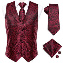 Load image into Gallery viewer, Silk Paisley Vests with Matching Tie, Hanky and Cufflings
