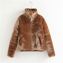 Load image into Gallery viewer, Velvet Thick Solid High Collar Winter Parka
