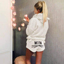 Load image into Gallery viewer, Velour Kitty Cat Hoodie Short Set
