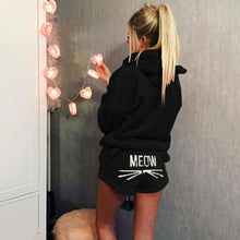 Load image into Gallery viewer, Velour Kitty Cat Hoodie Short Set
