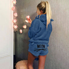 Load image into Gallery viewer, Velour Kitty Cat Hoodie Short Set
