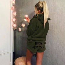 Load image into Gallery viewer, Velour Kitty Cat Hoodie Short Set
