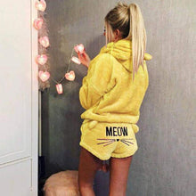 Load image into Gallery viewer, Velour Kitty Cat Hoodie Short Set
