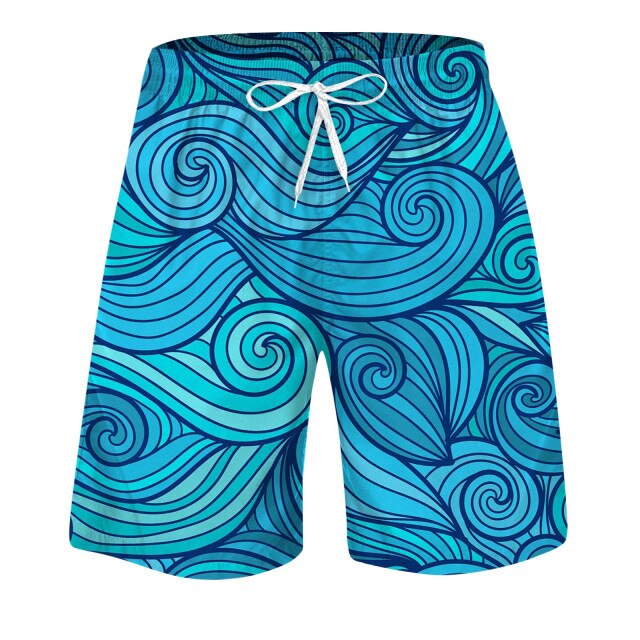 Breathable Swirled Design Swim Trunks