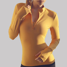 Load image into Gallery viewer, Half Zipper Quick Dry Workout Shirt With Thumb Hole
