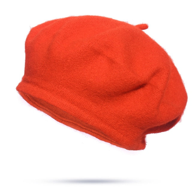 Warm Wool Winter Solid Color Retro Beret Caps