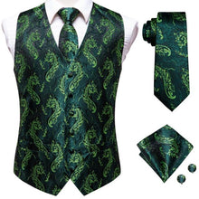 Load image into Gallery viewer, Silk Paisley Vests with Matching Tie, Hanky and Cufflings
