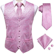 Load image into Gallery viewer, Silk Paisley Vests with Matching Tie, Hanky and Cufflings
