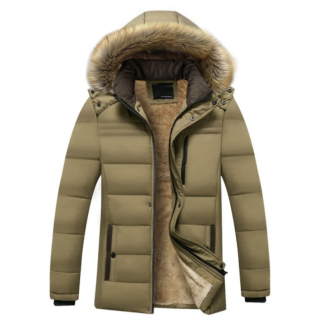 Thick Fleece Waterproof Hooded Fur Collar Parka