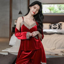 Load image into Gallery viewer, Burgundy Velvety Robe &amp; Nightgown
