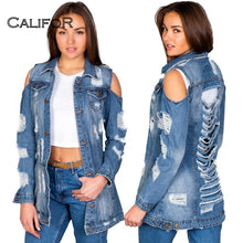 Load image into Gallery viewer, Cut Out Design Ripped Jean Jacket
