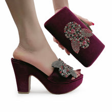 Load image into Gallery viewer, Suede Platform Shoes with Matching  Clutch
