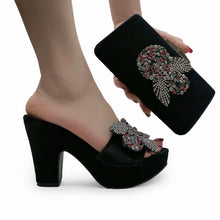 Load image into Gallery viewer, Suede Platform Shoes with Matching  Clutch
