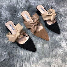 Load image into Gallery viewer, Pointed Suede Bow-tie Sandals
