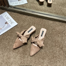 Load image into Gallery viewer, Pointed Suede Bow-tie Sandals
