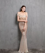 Load image into Gallery viewer, Off Shoulder Elegant Velour Sequin  Dress
