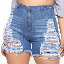 Load image into Gallery viewer, Ripped Cut Out Denim Shorts
