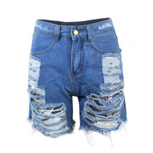 Load image into Gallery viewer, Ripped Cut Out Denim Shorts
