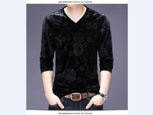 Load image into Gallery viewer, Floral Velvet V-Neck Long Sleeve Shirt
